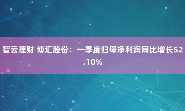 智云理财 博汇股份：一季度归母净利润同比增长52.10%